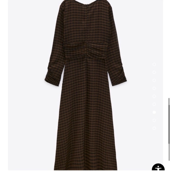ZARA lovely textured checked draped midi dress in brown & black🔥🔥🔥 - Picture 5 of 10